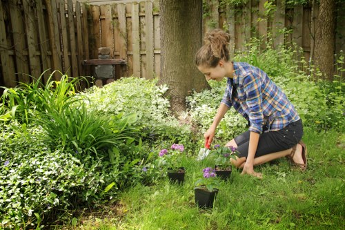 Electric low-emission van used for garden maintenance in North London